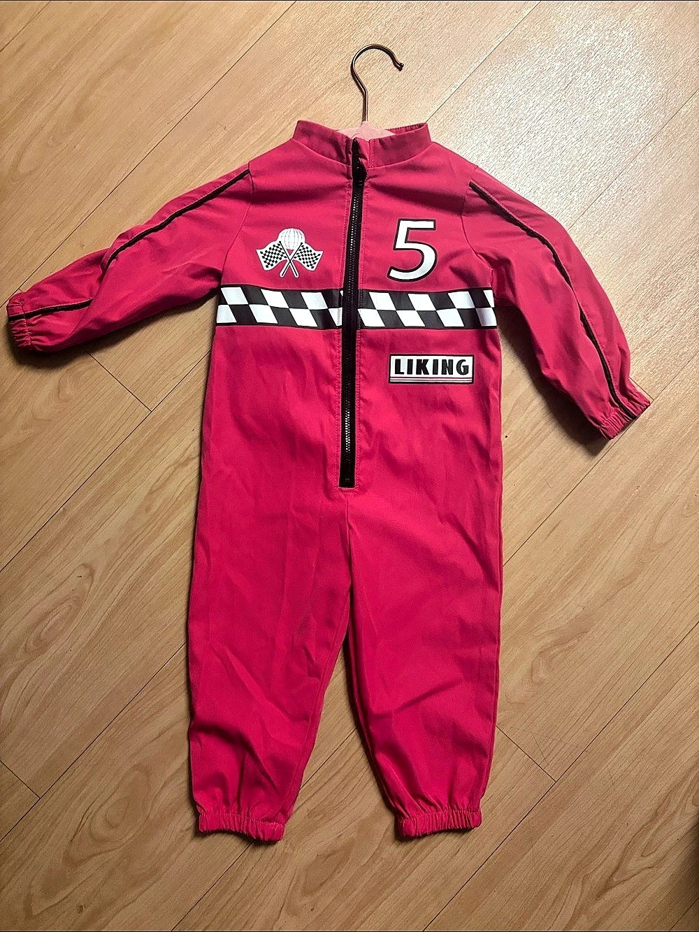 SHEIN Playful Pals Baby girl pink Racing Car Jumpsuit Racing Car Jumpsuit Pink 1